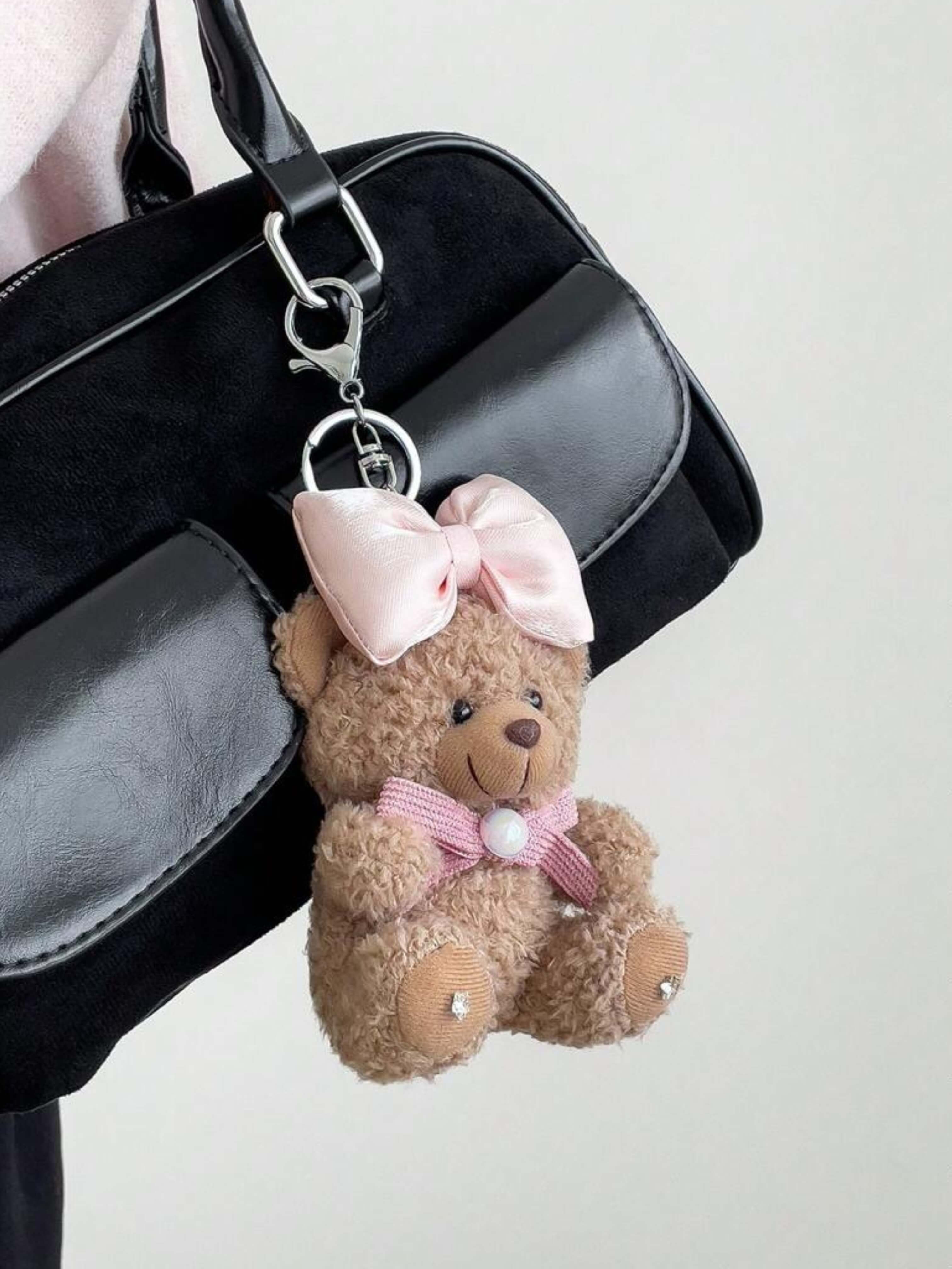 Pink Bow Teddy Bear Bag Charm